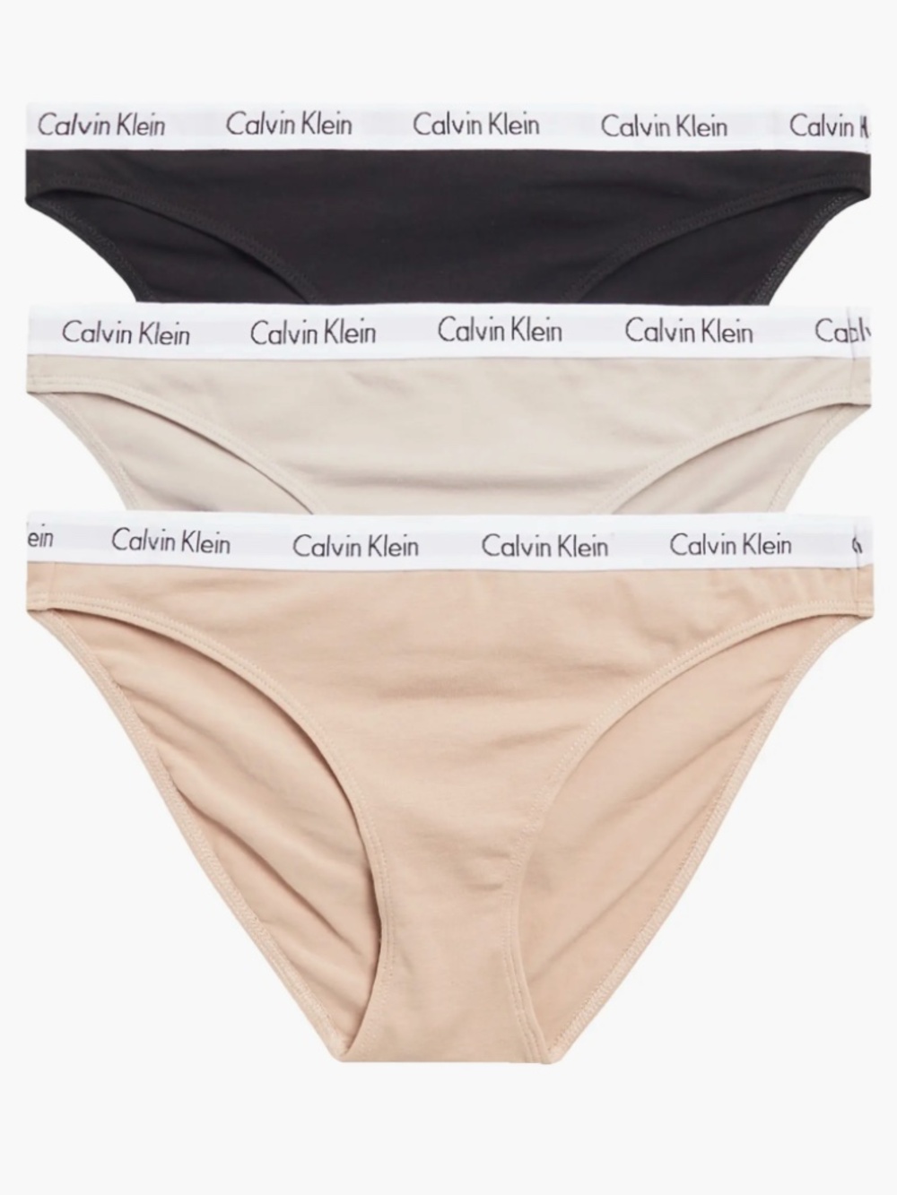 CALVIN KLEIN Stretch Cotton Bikini Panties 3 Pack Neutral Brown M NIP